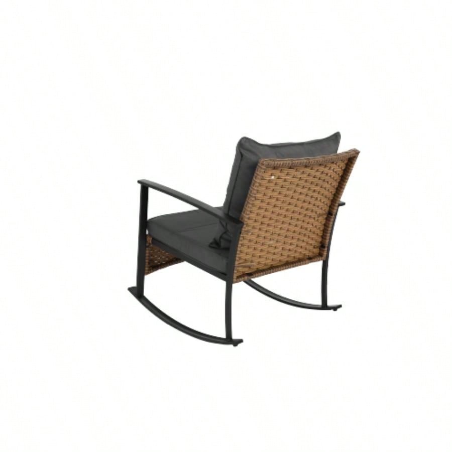 Wicker Rocking Chairs Outdoors 3 Piece, Patio Rocking Chairs Set of 2, Patio Furniture Set, Small Outdoor Set Porch, Poolside, Balcony and Yard,