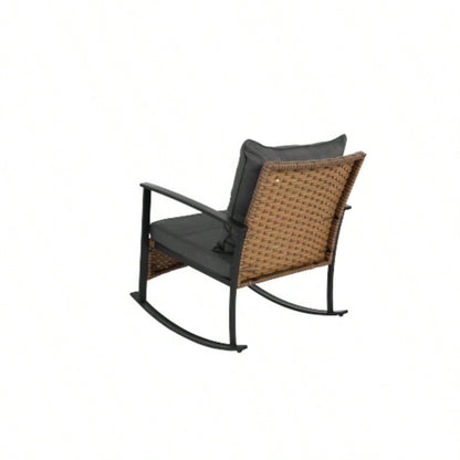 Wicker Rocking Chairs Outdoors 3 Piece, Patio Rocking Chairs Set of 2, Patio Furniture Set, Small Outdoor Set Porch, Poolside, Balcony and Yard,