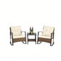 Wicker Rocking Chairs Outdoors 3 Piece, Patio Rocking Chairs Set of 2, Patio Furniture Set, Small Outdoor Set Porch, Poolside, Balcony and Yard, White