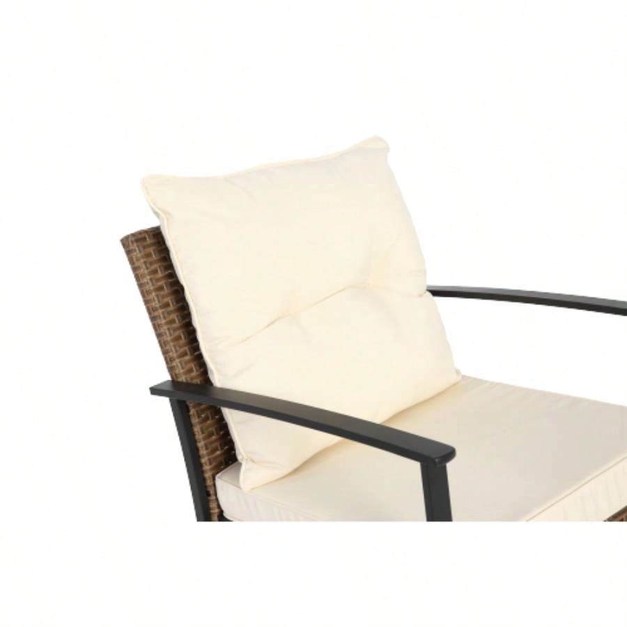 Wicker Rocking Chairs Outdoors 3 Piece, Patio Rocking Chairs Set of 2, Patio Furniture Set, Small Outdoor Set Porch, Poolside, Balcony and Yard, White