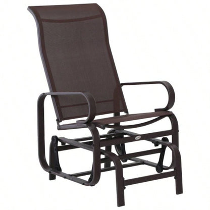 Outsunny Outdoor Glider Chair, Gliders Outside Patio with Smooth Rocking Mechanism and Lightweight Construction Backyard, Brown
