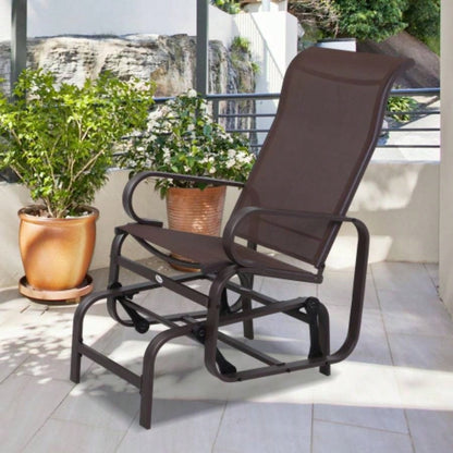 Outsunny Outdoor Glider Chair, Gliders Outside Patio with Smooth Rocking Mechanism and Lightweight Construction Backyard, Brown