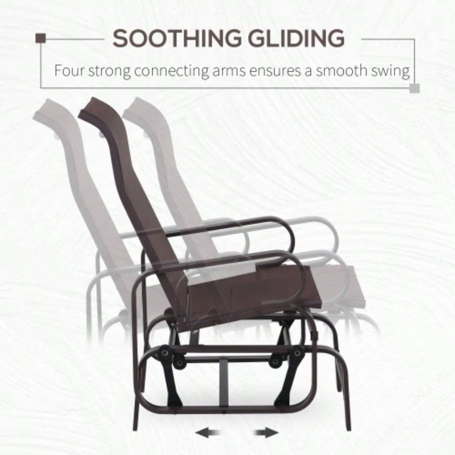 Outsunny Outdoor Glider Chair, Gliders Outside Patio with Smooth Rocking Mechanism and Lightweight Construction Backyard, Brown