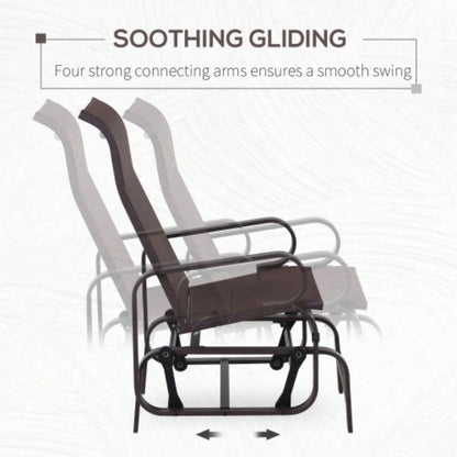 Outsunny Outdoor Glider Chair, Gliders Outside Patio with Smooth Rocking Mechanism and Lightweight Construction Backyard, Brown