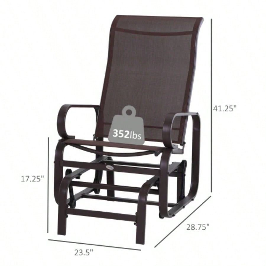 Outsunny Outdoor Glider Chair, Gliders Outside Patio with Smooth Rocking Mechanism and Lightweight Construction Backyard, Brown