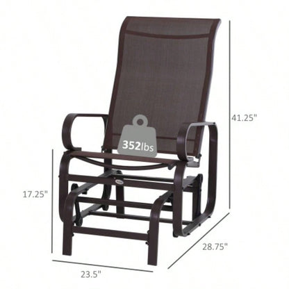 Outsunny Outdoor Glider Chair, Gliders Outside Patio with Smooth Rocking Mechanism and Lightweight Construction Backyard, Brown