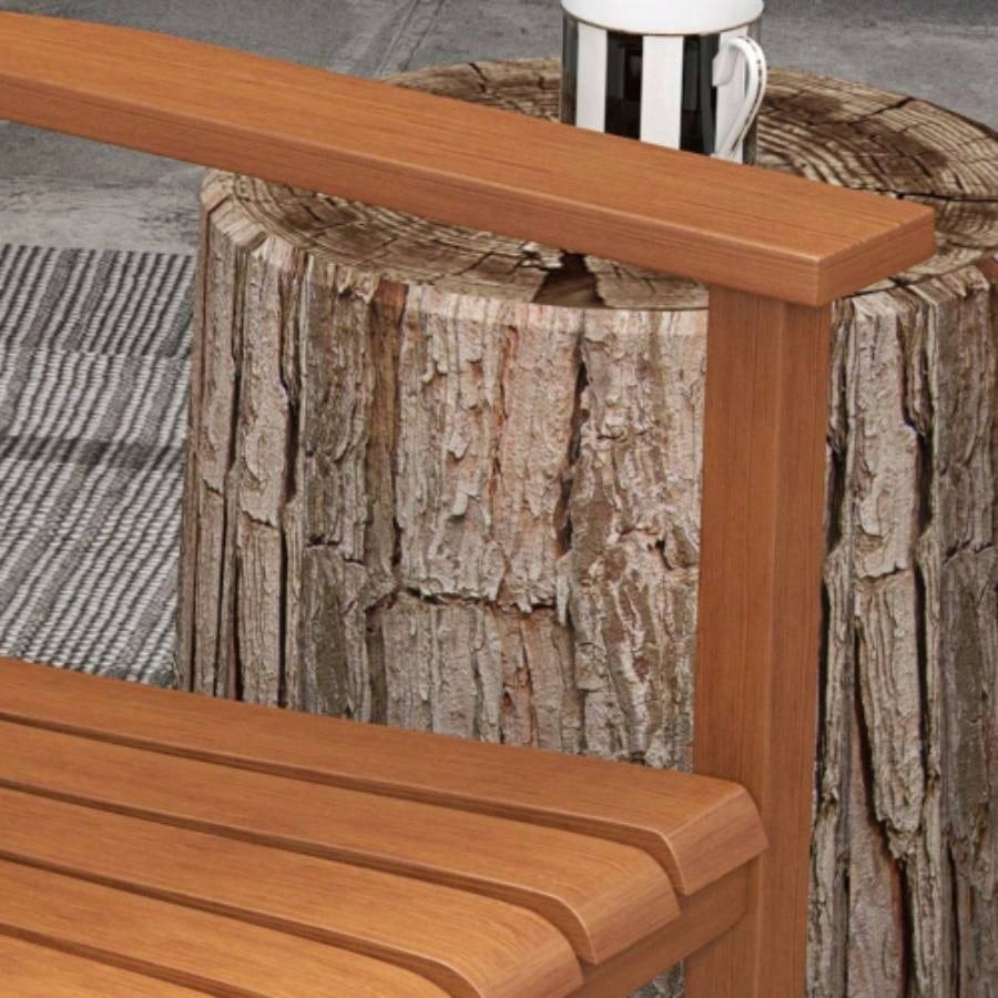 Outsunny Outdoor Rocking Chair Set of 2 with Side Table, Patio Wooden Rocking Chair with Smooth Armrests, High Back Garden, Balcony, Porch, Supports Up to 352 lbs. Teak