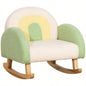 Qaba Kids Sofa, Rocking Toddler Sofa Chair with Solid Wooden Frame, Faux Lamb Fleece Fabric, Kids Arm Chair Nursery or Playroom, Ages 18 - 36 months, Green