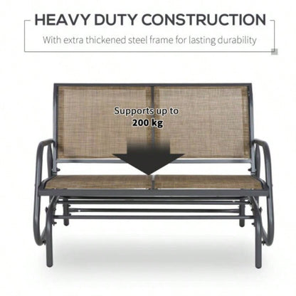 Outsunny 2 - Person Outdoor Glider, Patio Double Swing Rocking Chair Loveseat/Powder Coated Steel Frame Backyard Garden Porch, Light Mixed Brown