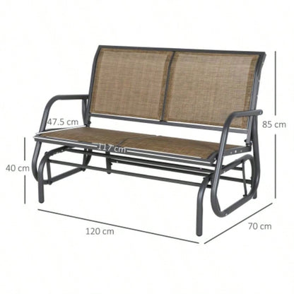 Outsunny 2 - Person Outdoor Glider, Patio Double Swing Rocking Chair Loveseat/Powder Coated Steel Frame Backyard Garden Porch, Light Mixed Brown