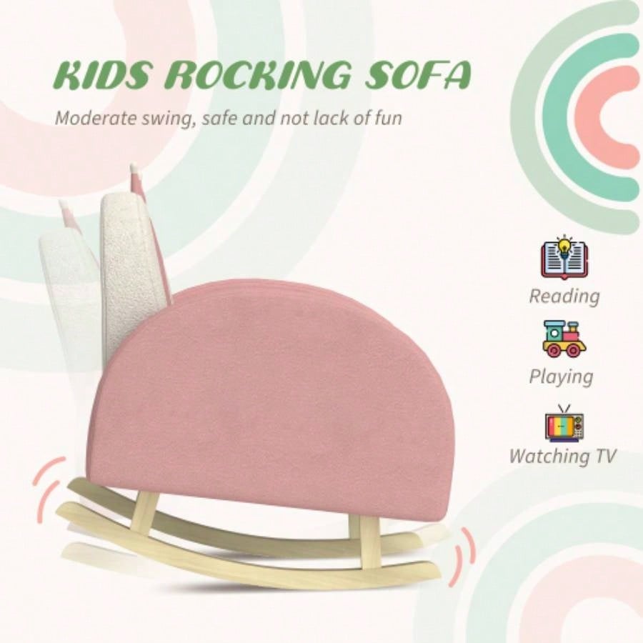 Qaba Kids Rocking Chair, Princess Crown Toddler Chair, Childrens Armchair Rocker with Backrest Bedroom, Playroom, Pink