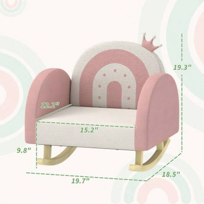 Qaba Kids Rocking Chair, Princess Crown Toddler Chair, Childrens Armchair Rocker with Backrest Bedroom, Playroom, Pink