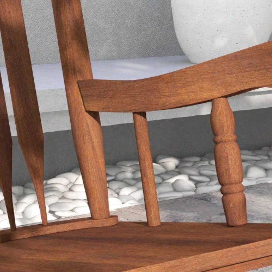 Outsunny Outdoor Wood Rocking Chair, 350 lbs. Porch Rocker with High Back Garden, Patio, Balcony, Teak