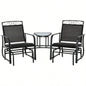 Outsunny Outdoor Glider Chairs with Coffee Table, Patio 2 - Rocking Chair Swing with Breathable Sling Backyard, Garden and Porch, Black