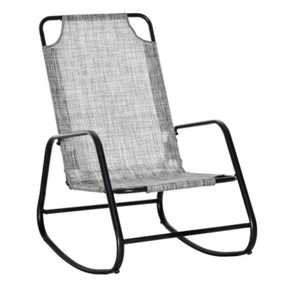Outsunny Garden Rocking Chair, Outdoor Indoor Sling Fabric Rocker Patio, Balcony, Porch,