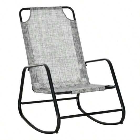 Outsunny Garden Rocking Chair, Outdoor Indoor Sling Fabric Rocker Patio, Balcony, Porch,