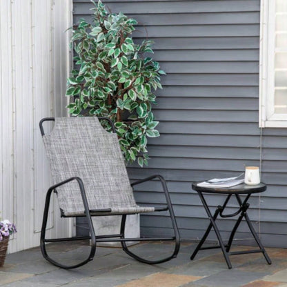 Outsunny Garden Rocking Chair, Outdoor Indoor Sling Fabric Rocker Patio, Balcony, Porch,