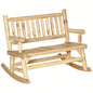 Outsunny 2 - Person Wood Rocking Chair with Log Design, Heavy Duty Loveseat with Wide Curved Seats Patio, Backyard, Garden, Natural