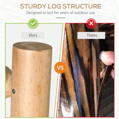 Outsunny 2 - Person Wood Rocking Chair with Log Design, Heavy Duty Loveseat with Wide Curved Seats Patio, Backyard, Garden, Natural