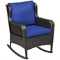 Outsunny Outdoor Wicker Rocking Chair with Wide, Thick Cushions, Rattan Rocker with Steel Frame, High Weight Capacity Patio, Garden, Backyard, Dark Blue