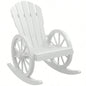 Outsunny Wooden Rocking Chair, Adirondack Rocker Chair/ Slatted Design and Oversized Back, Outdoor Rocking Chair with Wagon Wheel Armrest Porch, Poolside, and Garden, White
