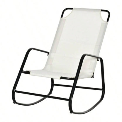 Outsunny Garden Rocking Chair, Outdoor Indoor Sling Fabric Rocker Patio, Balcony, Porch, White