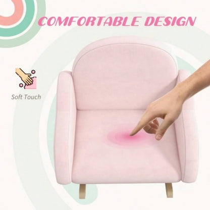 Qaba Kids Rocking Chair, Cloud Shaped Children Rocker Armchair Nursery Playroom Preschool, with Solid Wood, Anti - Tipping Design, 1.5 - 5 Years, Pink