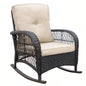 Garden Rocking Chair, Outdoor Rattan Rocker Chair with All - weather Hand - woven Resin Wicker, Patio Relaxing Lounge Furniture with Powder - coated Metal Frame Backyard, Porch