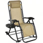 Outsunny Outdoor Rocking Chairs, Foldable Reclining Zero Lounge Rocker/ Pillow, Cup Phone Holder, Combo Design/ Folding, Beige