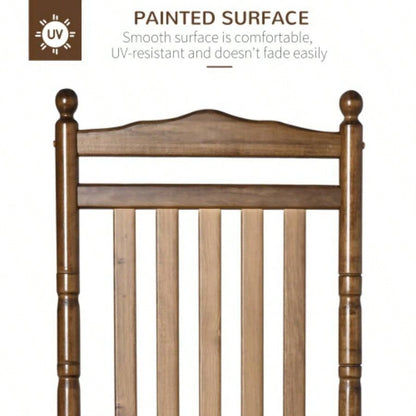 Outsunny Traditional Wooden High - Back Rocking Chair Porch, Indoor/Outdoor, Brown