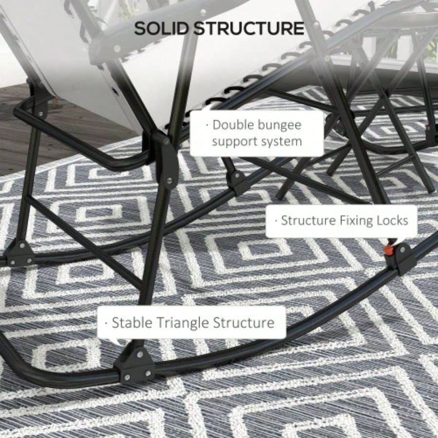 Outsunny 2 Piece Outdoor Rocking Chair Set, Patio Folding Lawn Rocker Set with Headrests Yard, Patio, Deck, Backyard, White