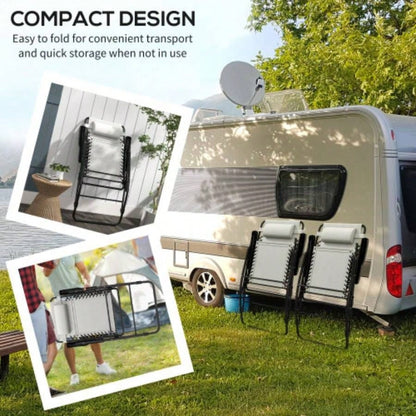 Outsunny 2 Piece Outdoor Rocking Chair Set, Patio Folding Lawn Rocker Set with Headrests Yard, Patio, Deck, Backyard, White