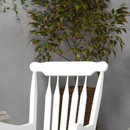 Outsunny Outdoor Wood Rocking Chair, 350 lbs. Porch Rocker with High Back Garden, Patio, Balcony, White