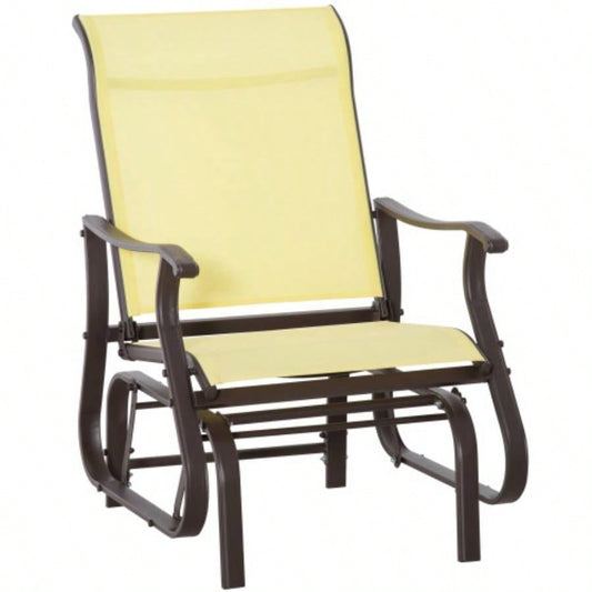 Outdoor Swing Glider Chair, Patio Mesh Rocking Chair with Steel Frame Backyard, Garden and Porch, Beige