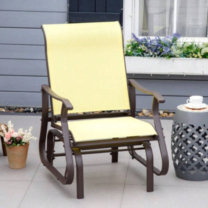 Outdoor Swing Glider Chair, Patio Mesh Rocking Chair with Steel Frame Backyard, Garden and Porch, Beige