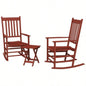 Outsunny Outdoor Rocking Chair Set of 2 with Side Table, Patio Wooden Rocking Chair with Smooth Armrests, High Back Garden, Balcony, Porch, Supports Up to 352 lbs. Wine Red