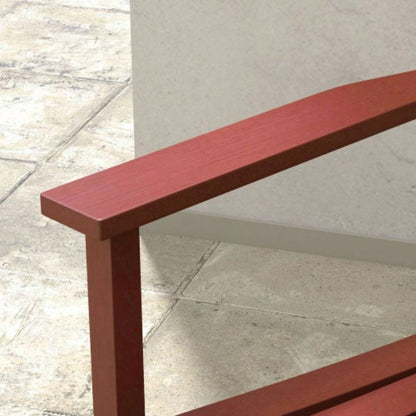 Outsunny Outdoor Rocking Chair Set of 2 with Side Table, Patio Wooden Rocking Chair with Smooth Armrests, High Back Garden, Balcony, Porch, Supports Up to 352 lbs. Wine Red