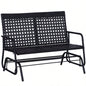 Outsunny Patio 2 - Person Wicker Glider Rocking Chair, Outdoor All - Hand Woven PE Rattan Loveseat/ Ergonomic Design Rocking System Patio, Garden, Porch, Lawn, Black