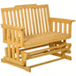 Outsunny 2 - Person Patio Swing Glider with Quick Drying Design and Wide Armrest, Wood Rocking Chair Loveseat Backyard Garden Porch, Natural