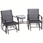Outsunny Outdoor Glider Chairs with Coffee Table, Patio 2 - Rocking Chair Swing Loveseat with Breathable Sling Backyard, Garden and Porch,