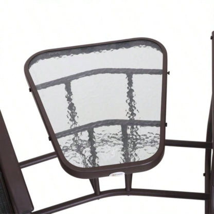 Outsunny Outdoor Glider Chairs with Coffee Table, Patio 2 - Rocking Chair Swing Loveseat with Breathable Sling Backyard, Garden and Porch,