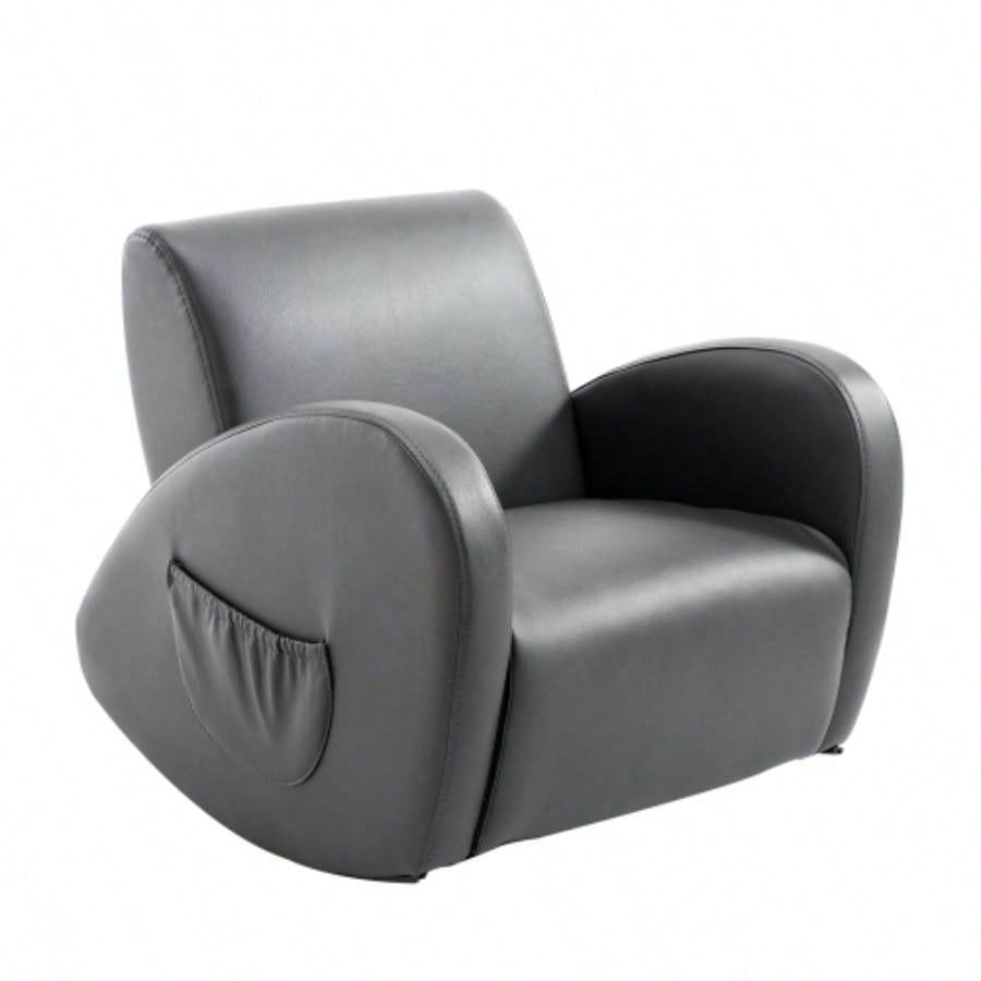 Kids Sofa Rocking Chair with Side Pocket, PU Leather Toddler Armchair Children