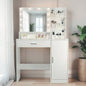 Vanity Desk with Mirror and Lights, Makeup Vanity with Drawer Storage Cabinet, 3 Lighting Modes Adjustable Brightness, Dressing Table with Open Shelves Bedroom, Dressing Room, White