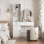 3 in 1 Vanity Desk with open Top Mirror, Small Make Up Vanity Set with Visible Glass Desktop, Compact Makeup Vanity with 3 Drawers, Dressing Table Bedroom