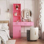 3 in 1 Vanity Desk with open Top Mirror, Small Make Up Vanity Set with Visible Glass Desktop, Compact Makeup Vanity with 3 Drawers, Dressing Table Bedroom