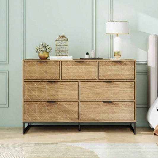 Modern Drawer Dresser Wood Cabinet Walnut