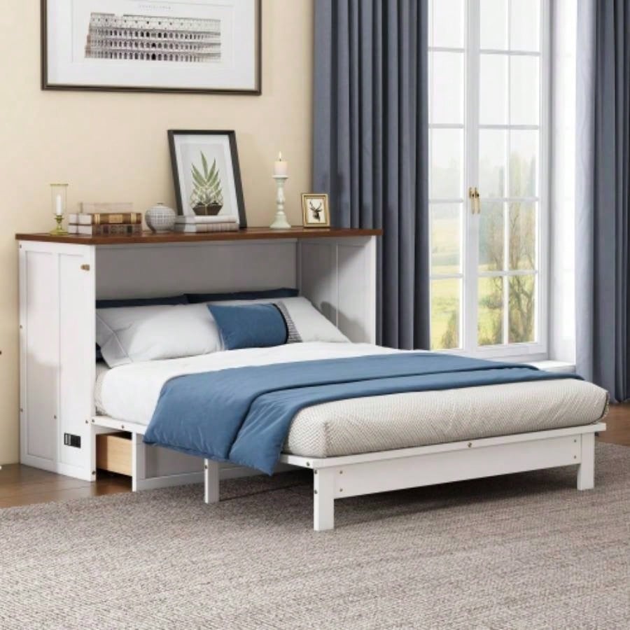 Wooden Captain Seven - Drawer Dresser Bedroom, Living Room, Kids Room, White+Walnut