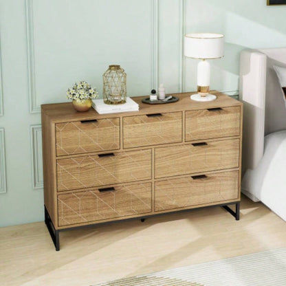 Modern Drawer Dresser Wood Cabinet Walnut