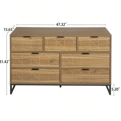 Modern Drawer Dresser Wood Cabinet Walnut