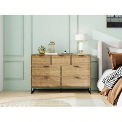 Modern Drawer Dresser Wood Cabinet Walnut